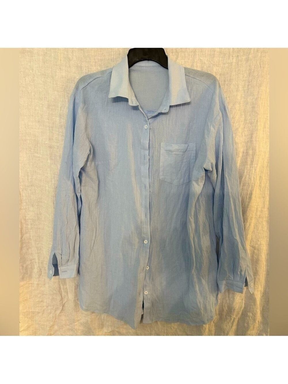 Ladies Sky Blue Casual Button down Long Sleeve Shirt with cuffs Size Medium NWOT